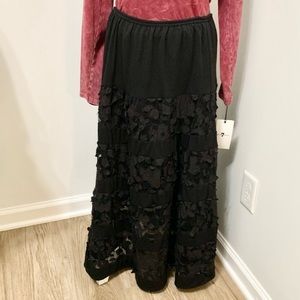 Vintage 3D Flower Maxi Skirt M